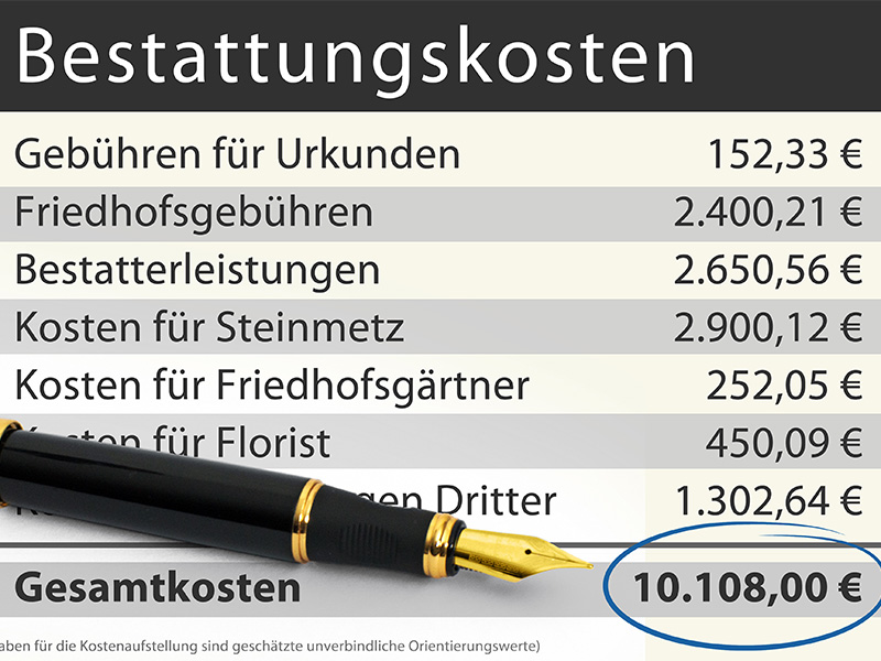 Bestattungsvorsorge in Neu-Anspach: Übersicht zu geschätzten Bestattungskosten als unverbindliche Orientierung für die finanzielle Planung.
