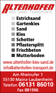 Banner der Firma Altenhofen in Weiler mit Kontaktdaten Leistungsübersicht und Informationen zu Bau- und Transportdienstleistungen im Überblick für Kunden